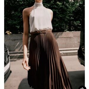 Zara PLEATED COMBINATION MIDI DRESS